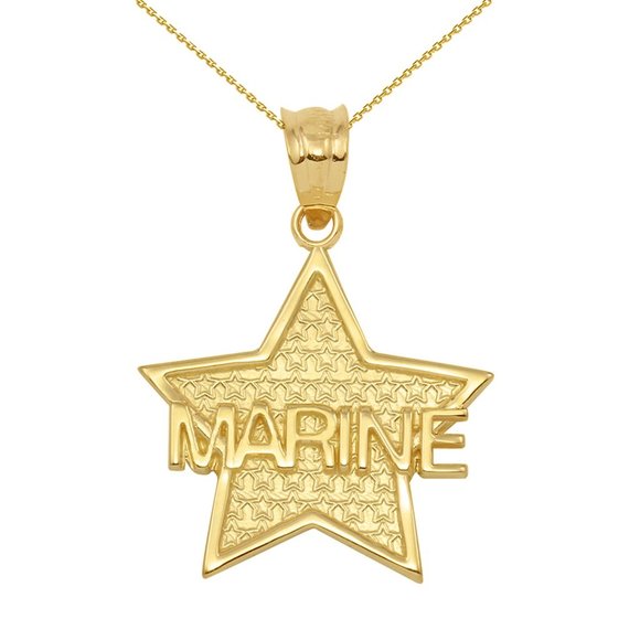 14K Solid Gold Marine Star Shaped Pendant Charm - Yellow, Rose, or White
